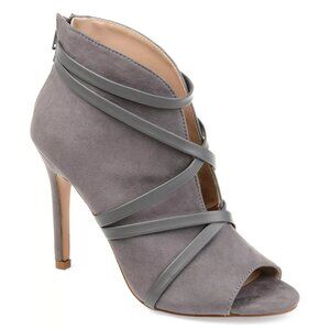 Journee Collection Womens Samara Peep Toe Dress Booties Grey Size 10 Defected